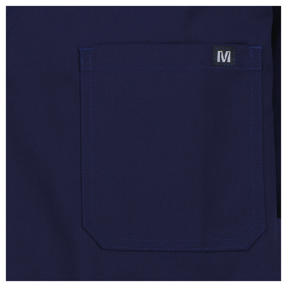 Tummansinisen Sulo unisex paidan tasku yksityiskohta